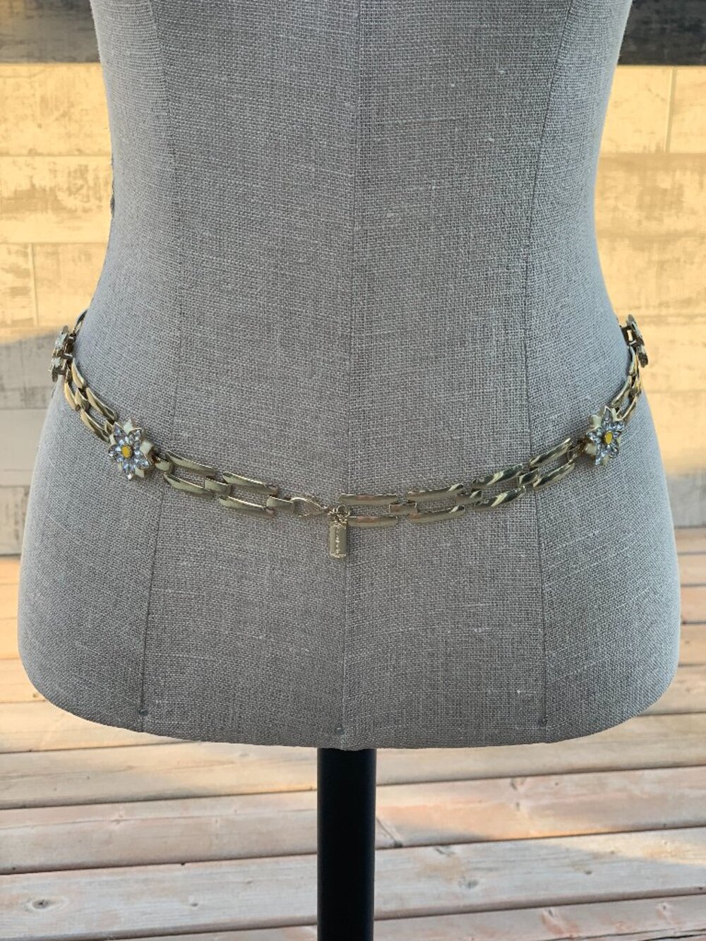 Vintage Chain Hip Waist Belt Gold Rhinestone Flowers Bikini Beach Festival Boho
